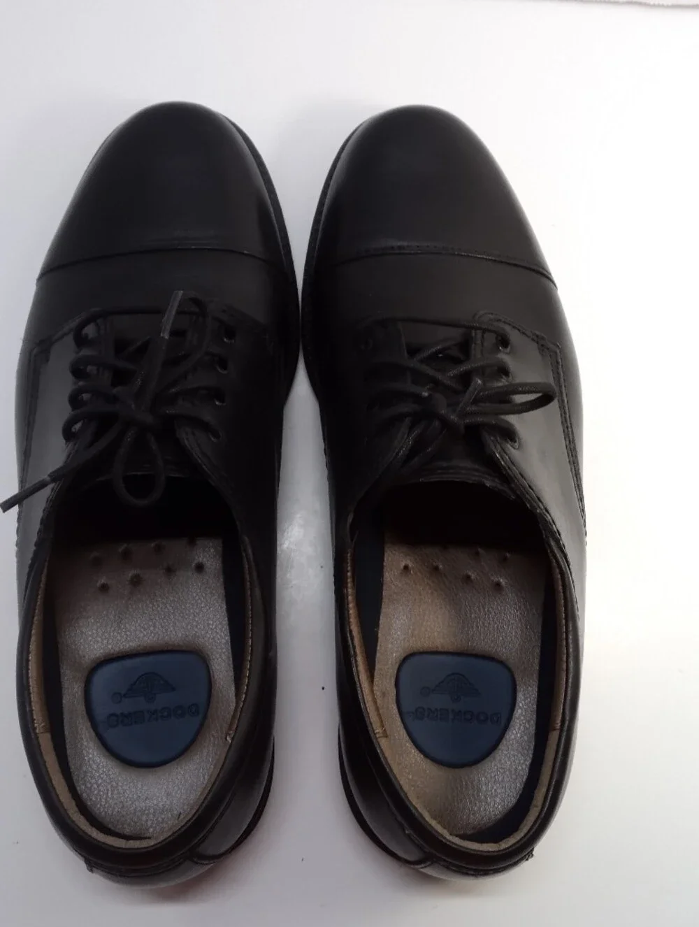 Dockers Black Cap-Toe Leather Derby Shoes Men's 11W